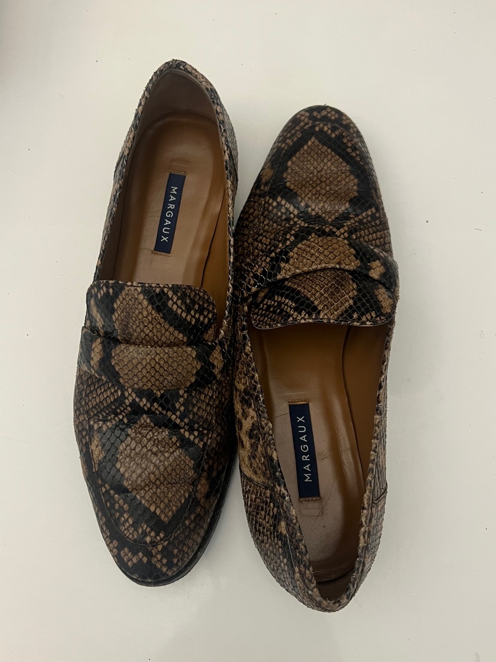 Margaux - Andie Loafer - Brown&Black Python Embossed Loafers  (US 10 / EU 41)